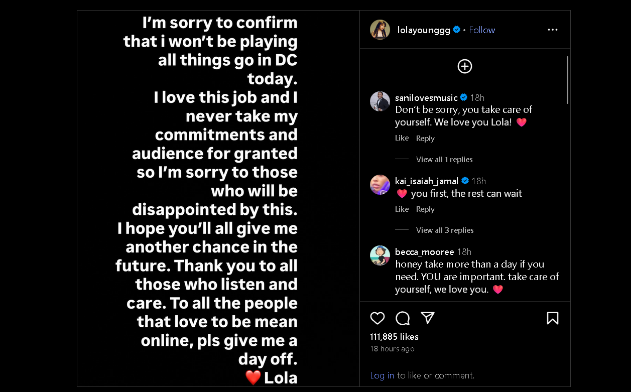 Lola Young Instagram post (lolayounggg/Instagram)